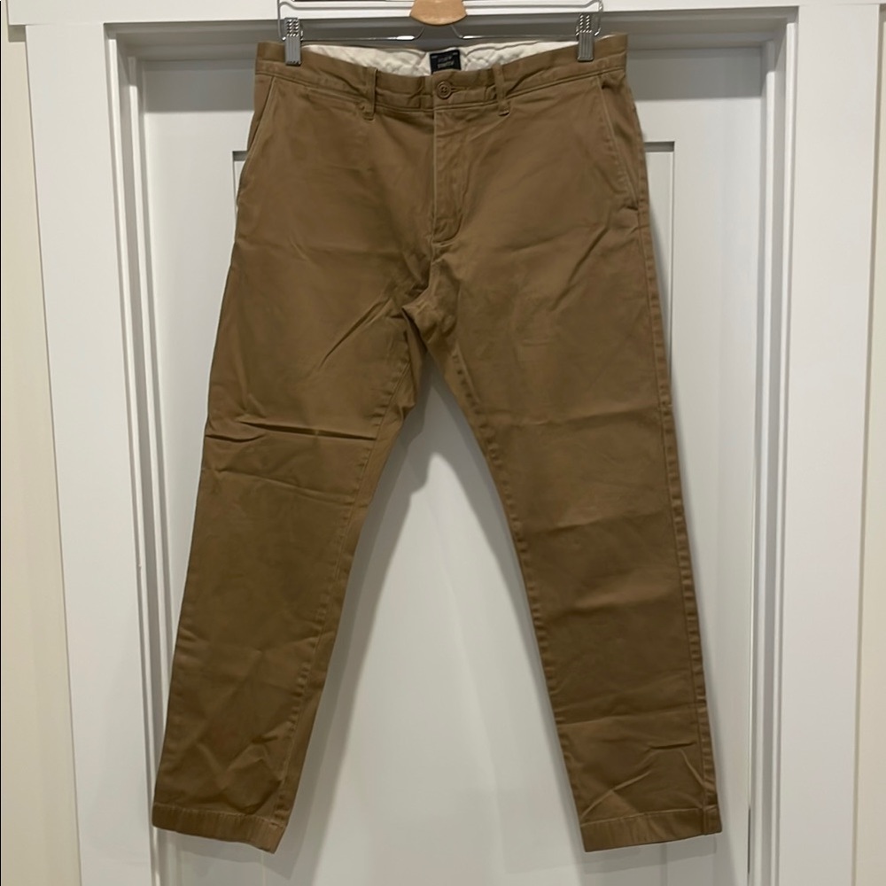 Tan Chino Pants with Straight Leg Cut